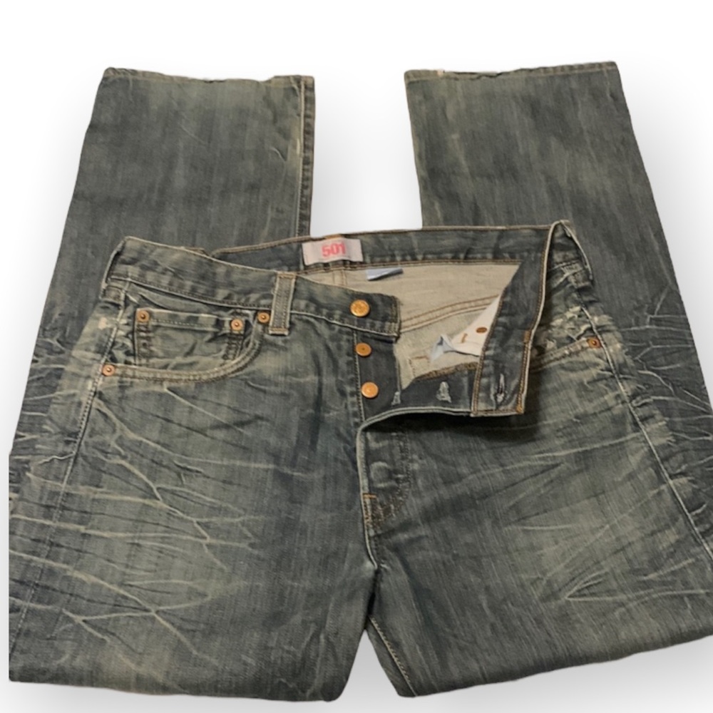 501 mens blue jeans distressed 32x28